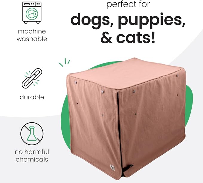 Molly Mutt Kyoto Dog Crate Cover, GOTS-Certified 100% Organic Cotton Canvas Cover for Dog or Puppy Kennel and Cage, Washable, Free of Harmful Chemicals, Small, Fits 24"x18"x21" Crate