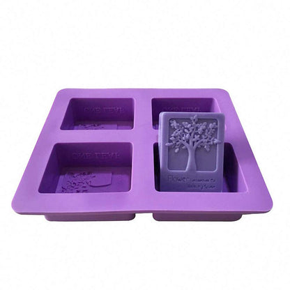 2Pcs 4-Cavity Rectangle Tree of Life Silicone Soap Bar Molds Tree Shaped Square Soap Mold Arts Crafts Chocolate Cake Molding Soap Making Tools
