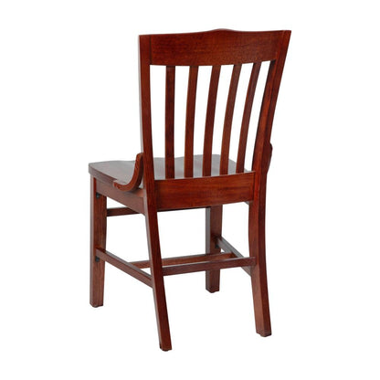 Flash Furniture Hercules Series School House Back Wood Restaurant Chair, Classic Armless Dining Chair for Restaurants/Kitchens, Mahogany Wood Finish