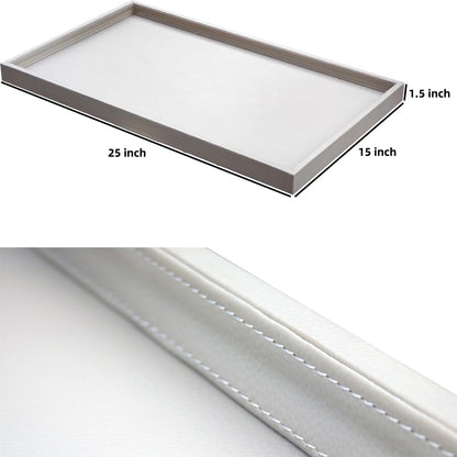 Galopgen 25 * 15 Inch Rectangular Ottoman Tray | Textured PU Leather, Waterproof & Heat-Resistant Storage for Coffee/Dining Tables, Sofa, Bed, Entertainment & Party (Tranquil Beige, 25 * 15in)