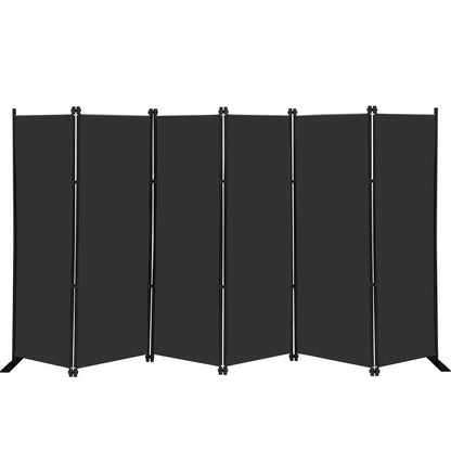 MAYOLIAH 6 Panel Folding Privacy Screen 9ft Wide, 6ft Tall Partition Room Divider Portable Office Walls Dividers, Black