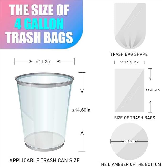 300 Count 4 Gallon Small Trash Bags