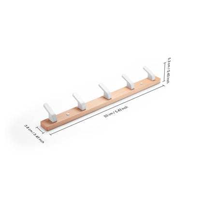 SARIHOSY] Wall Mounted Coat Rack,Multi Hook Hangers,Entryway Hanging Coat Rack,Metal Wood Coat Rail with 5 Hooks,Beech Wood,Zinc Alloy,Bedroom,Bathroom,Foyer,Living Room,Metal Household Items