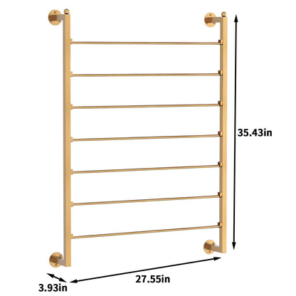 Ribbon Organizer, 7 Tier Wall Mounted Metal Holder ,Holiday/Birthday Gift Wrapping Organizer Storage Ribbon Storage Rack for Craft Cake Shop Flower Store,Tie Scarf Rack Belt Towel Holder(Gold)