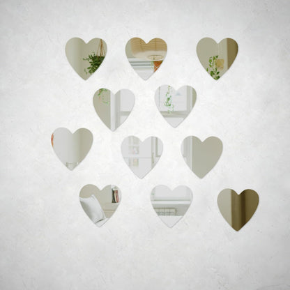 Healifty 20pcs Heart Shaped Mini Mirrors Glass Mosaic Tile Pieces for Home Decoration DIY Craft Projects Compact Mirror Making 2.12x1.96 in