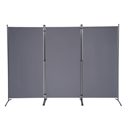 6 FT Tall Room Divider Screen Fabric Wall Divider with Metal Frame, 3 Panel Folding Privacy Screens, Portable Room Divider Panel, Freestanding Room Divider Partition for Office Bedroom Study, Grey