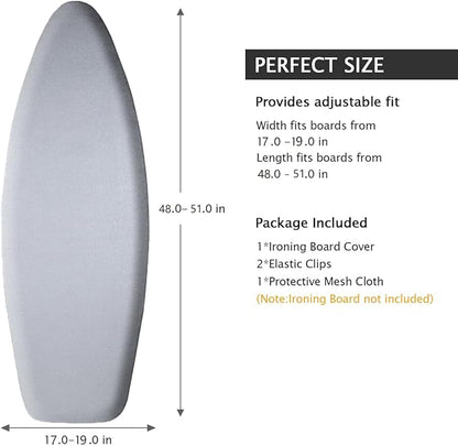 SheeChung Ironing Board Cover and Pad 19x51, Thick Cotton Cover, Scorch and