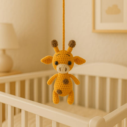 Giraffe Handmade Crochet Car Mirror Hanging Ornament – Cute Home Charm, Amigurumi Animal Decor for Car, Backpack, Nursery, Desk – Gift for Animal Lovers