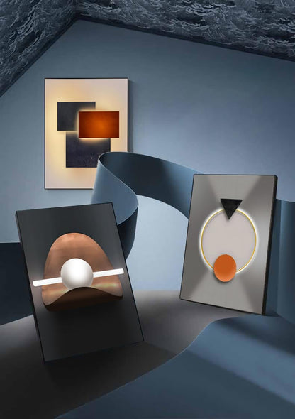ARTFEB Large Framed Bright Modern Wall Art for Living Room Bedroom Office Abstract Gray Wall Painting 3 Piece Set Wall Decor (Black, 24" X 32" X 3 pieces)