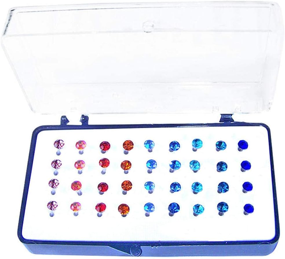 Set of 36 or 72 1/8 Crystal Stud Hypoallergenic Earrings; 18 or 36 Pairs on Plastic Posts