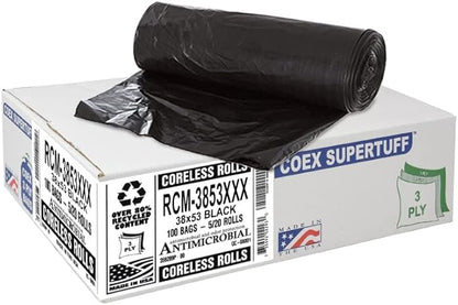 Aluf Plastics 44 Gallon 2 MIL Black Heavy Duty Trash Bags