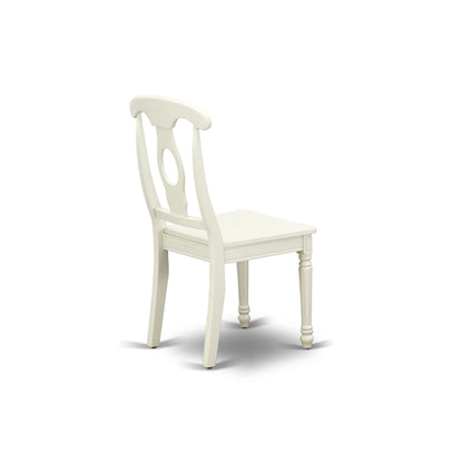 East West Furniture KEC-LWH-W Kenley Dinette Chairs - Napoleon Back Solid Wood Seat Kitchen Chairs, Set of 2, Linen White