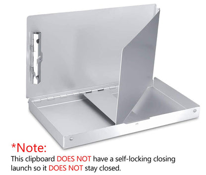 Small Aluminum Clipboard with Storage (Memo Size), 6 x 10.2 Inches, Recycled Metal Snapak Form Holder Binder with Inside Serrated Clip Posse Box, Perfect for Truck Driver, Fits Half Letter Size Paper