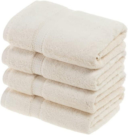 SUPERIOR Egyptian Cotton Pile Hand Towel Set of 4, Ultra Soft Luxury Towels