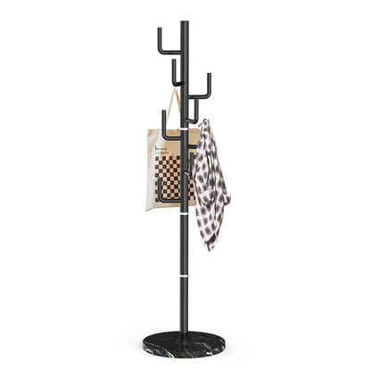 LOZABEE Modern Metal Coat Rack Stand with Natural Marble Base, Heavy Duty Coat Rack Freestanding with 8 Hooks, Black Cactus Standing Coat Racks for Bag, Jacket, Entryway Office (Black Cactus)