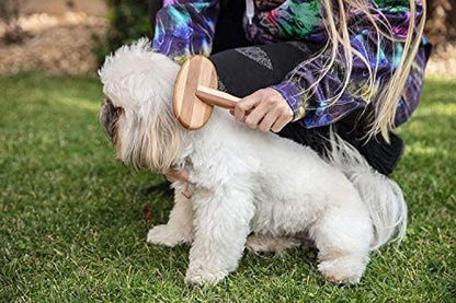 Natural Bamboo Deshedding Slicker Brush - for Matted Short and Long Haired Dogs Cats Gentle Easy Grooming