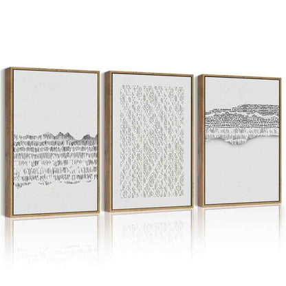 PHOPAGO Gray Abstract Framed Wall Art Mid Century Minimalist Wooden Pastel Boho Wall Decor Modern Neutral Farmhouse Rustic Art Decor - 11x14in Natural Framed