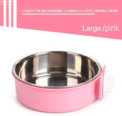 Luck Dawn Crate Dog Bowl, Stainless Steel Removable Hanging Food Water Bowl Crate Coop Cup,Pet Cage Bowls with Bolt Holder for Dog, Puppy, Cat, Rabbit, Bird,Small Animals (Small (Pack of 3))