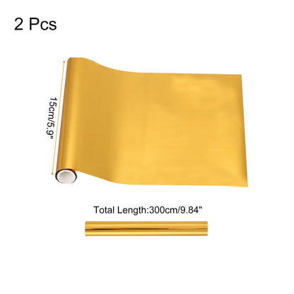 MECCANIXITY 2 Pcs Toner Reactive Foil,Metallic Transfer Hot Foil Roll 5.9" x 9.84ft Deco Foil Transfer Sheets Paper for Hot Foil Pen Scrapbooking Heat Transfer DIY Craft,Gold