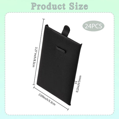SOFPLATE 24Pcs 3.3 x 2.1 Inch Velvet Jewelry Cards Necklace Display Cards Black PU Leather Rectangle Sponge Insert Stackable Organizer Tray Pads Holder for Selling Showing Necklaces Bracelets Jewelry