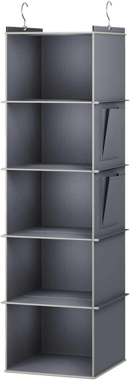 YOUDENOVA Hanging Closet Organizer, 5-Shelf Closet Hanging Storage Shelves