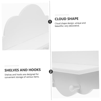 ARTIBETTER 14" Wooden Cloud Floating Shelf - No-Drill White Wall Mounted Storage Ledge, Solid Wood Nursery Book Shelf for Kids Room, Adorable Wall Decor for Toys, Figurines & Photos (1 Pack)
