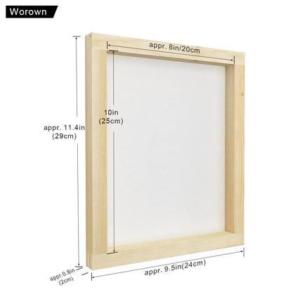 Worown 1 Piece 8 x 10 Inch Wood Silk Screen Printing Frame with 110 White Mesh and 1 Piece 4 x 6 Inch Screen Printing Squeegee for Screen Printing