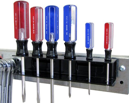 Wall Control Screwdriver Holder Bracket Slotted Metal Pegboard Accessory Slotted Tool Board - Black