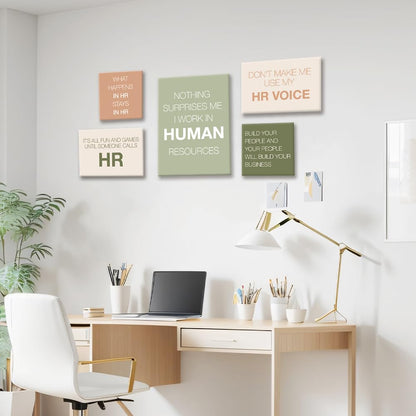 YEOION Hr Wall Decor,Hr Wall Art for Office,Human Resources Office Wall Art Canvas Frame Artwork Set of 6