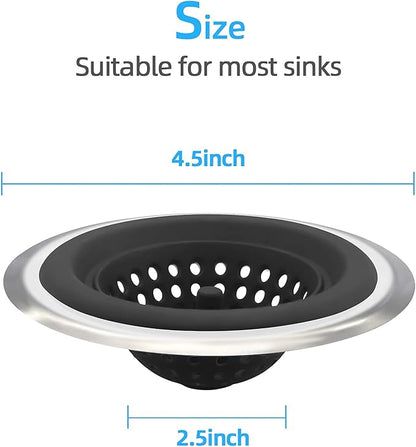 Mi hogar Sink Drain Strainer 2 Pack, 4.5” Wide Rim Silicone Kitchen Sink