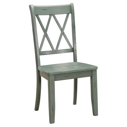 Lexicon Janina Dining Room Chairs Set of 2, Modern Farmhouse Dining Chairs Set of 2, Solid Wood, X Cross Back, for Traditional Modern Ranch Style Kitchen, Armless, Easy Assembly, Teal