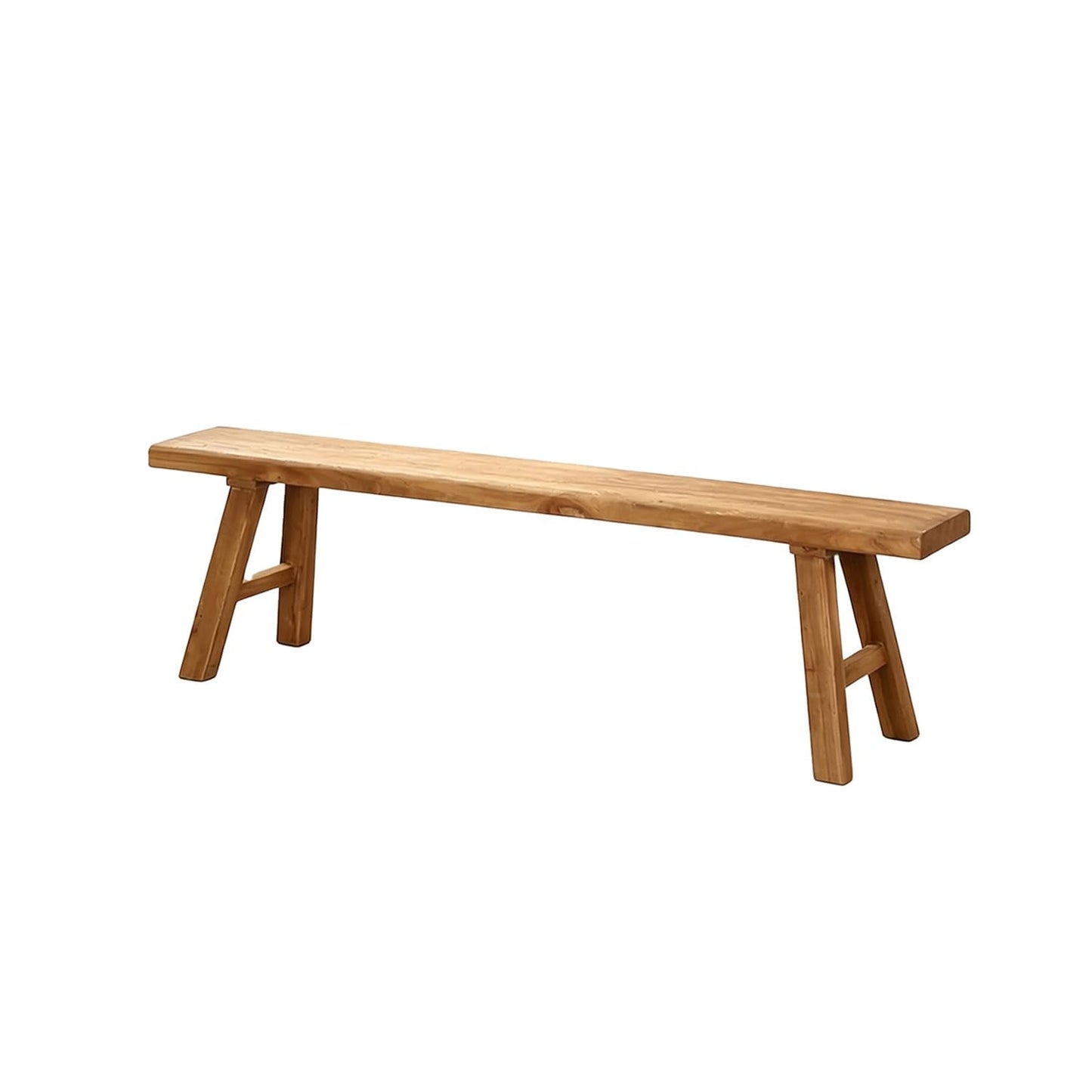 ConveniBee Farmhouse Indoor Wooden Living Room Dining Bench, Asian Natural Wood Kitchen Entryway Benc with Armless Design and Short Height, Solid Wood Shoe Bench Entryway Benches (47.2 * 10.2 * 17.7)