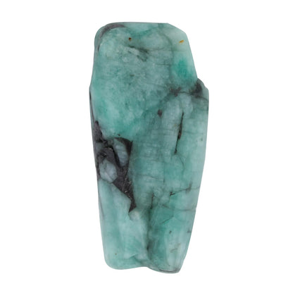 GemSymphony 1pcs Natural Raw Emerald Gemstone, Birthstone, Loose Crystals, Jewelry Making Supply, Wire Wrapping, Chakra Healing, Crafting, Decor (40x16 mm)