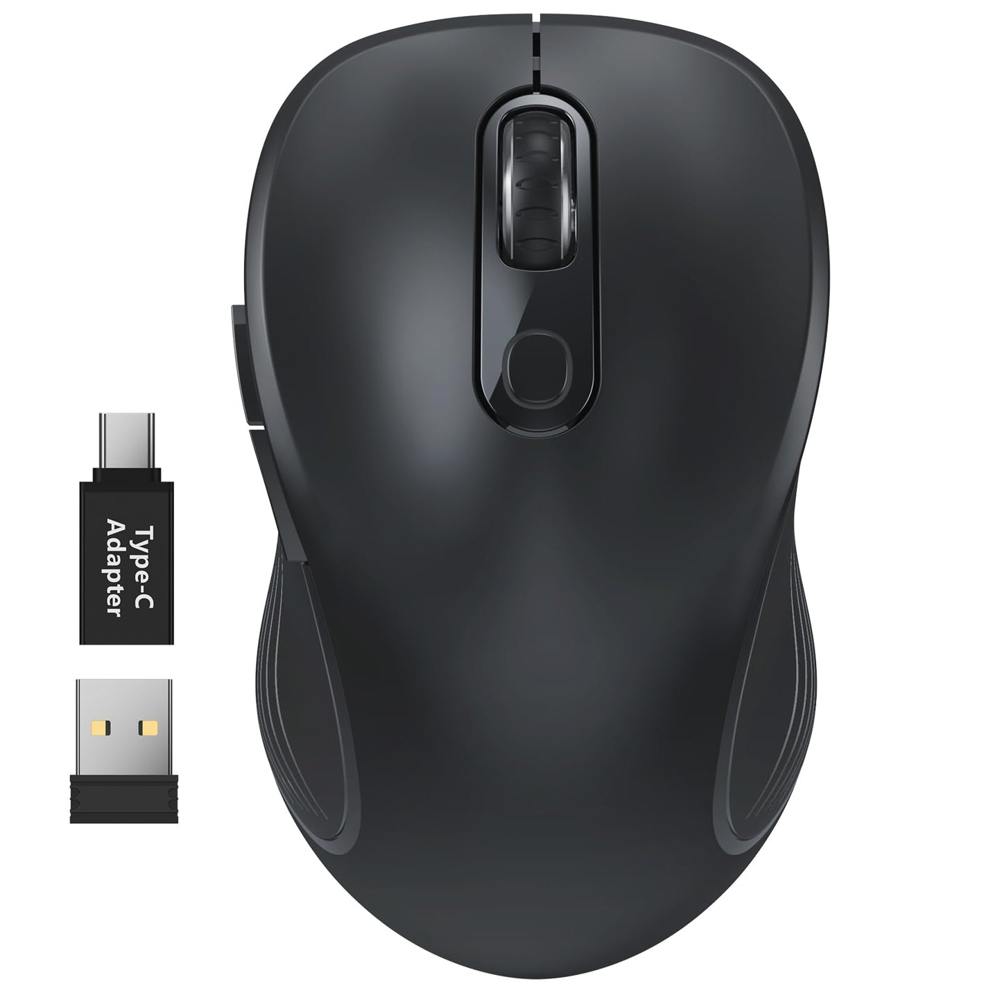 WisFox 2.4G Wireless Mouse for Laptop, Ergonomic Computer Mouse with USB Receiver and 3 Adjustable Levels, 6 Button Wireless Mice for Windows Mac PC Notebook (Grey)