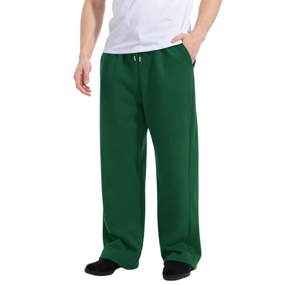 Baggy Sweatpants Men Wide Leg Sweat Pants Mens Clothing Casual Athletic Workout Straight Leg Open Bottom Sweatpants Fleece Lined Jogger with Pockets Fall Winter Clothes Green