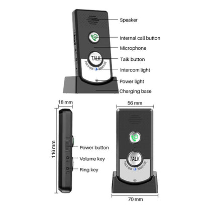 Decdeal 2 Pack Intercoms Wireless for Home, Voice Bidirectional Caller Home Ultra Long Distance Voice Interphone Elderly Caller Room to Room Communication Intercom Two Way Ringtone Call