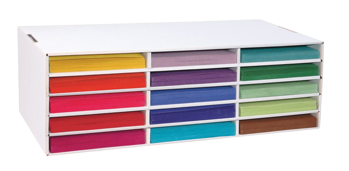 Classroom Keepers 9" x 12" Construction Paper Storage, 15-Slot, White, 9-3/8"H x 29-1/4"W x 12-7/8"D, 1 Unit