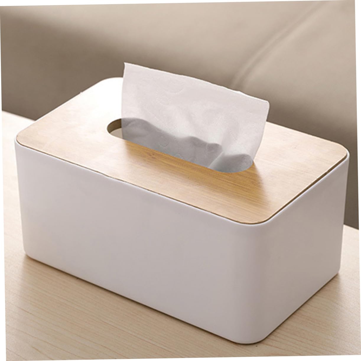 LABRIMP 2pcs Wooden Tissue Box Cover Holder Rectangular Bin Lid for Living Home Decorative Box