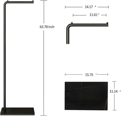Metal Coat Rack, Modern Clothing Tree with Heavy-weight Slate Base, Small Coat Stand for Entryway/Bedroom/Hallway, Standing Plant Hanger, Matte Black