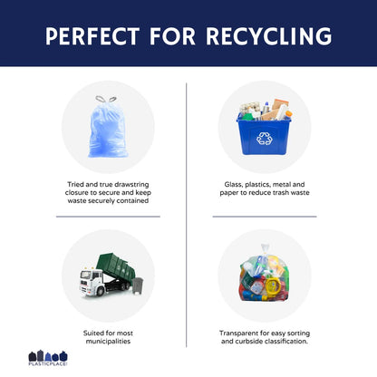 Plasticplace Custom Fit Trash Bags, Compatible with simplehuman Code H (200 Count) Tinted Blue Drawstring Garbage Liners 8-9 Gallon / 30-35 Liters, 18.5" x 28"