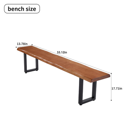 quanzhoulong Stylish Brown Wooden Long Bench with Sturdy Metal Legs – Versatile Seating for Office, Restaurant, Living Room, and Meeting Room(Brown Bench, 55.12in)