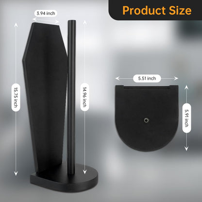 Gothvanity Gothic Coffin Toilet Paper Holder Stand - Free Standing Matte Black Bathroom Storage, Solid Wooden with 5 Anti-Slip Pads, Spooky Dark Aesthetic Bathroom Decor