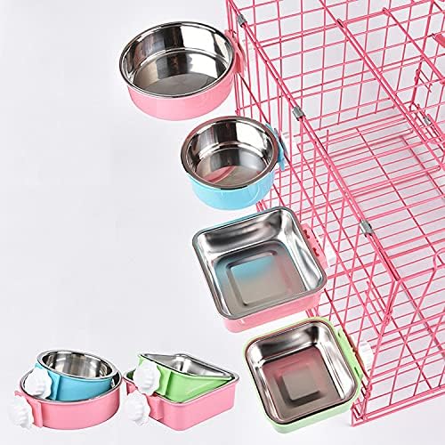 Luck Dawn Crate Dog Bowl, Stainless Steel Removable Hanging Food Water Bowl Crate Coop Cup,Pet Cage Bowls with Bolt Holder for Dog, Puppy, Cat, Rabbit, Bird,Small Animals (Small (Pack of 3))