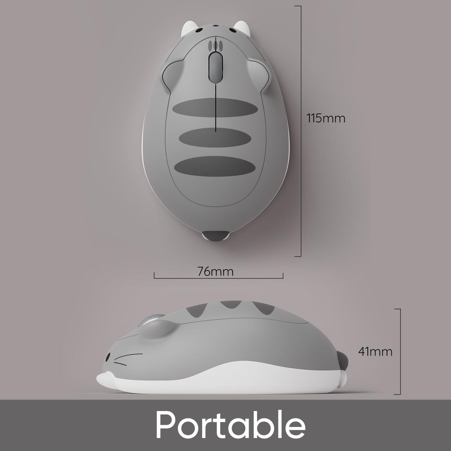Akko Cat Theme Wireless Gaming Mouse, 2.4G GHz with a USB Receiver, Cute Optical Cordless Cartoon Mice for Computer/Laptop/Desktop/PC, Compatible with Mac/Win (Gray Mimo)