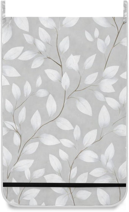 Grey Simple Leaves Hanging Laundry Hamper Door Hampers Bag Basket