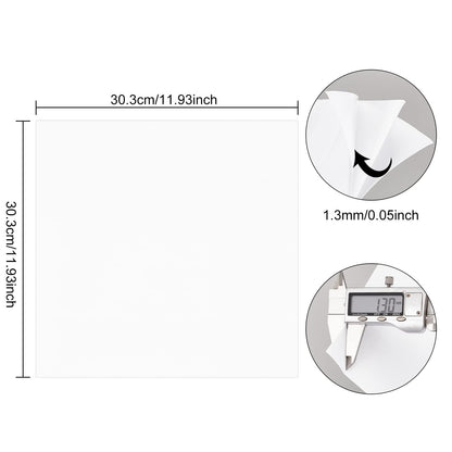 BENECREAT 10 Sheet 12x12inch Double Sided Adhesive Foam Sheets, 1mm Thick White Craft Adhesive Tape Sheet for Scrapbooking Crafting
