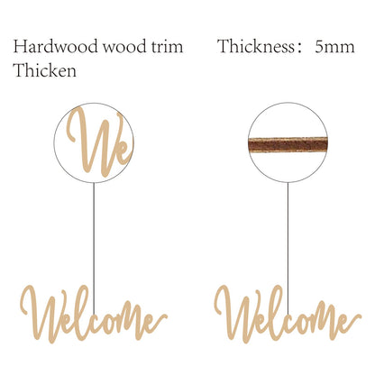 CREATCABIN Welcome Sign Wall Art Decor Welcome Wood Cutout Hanging Welcome Sign Rustic Welcome Sign for Front Door Home Apartment Kitchen Party Garden Farmhouse Porch 12 x 4.7 Inch