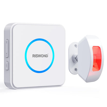 Wireless Motion Sensor Alarm Indoor: Motion Detector Alarm for Business Store Home Security with 35 Ringer/Led Light Remind- Motion Sensor Door Chime with Buzzer
