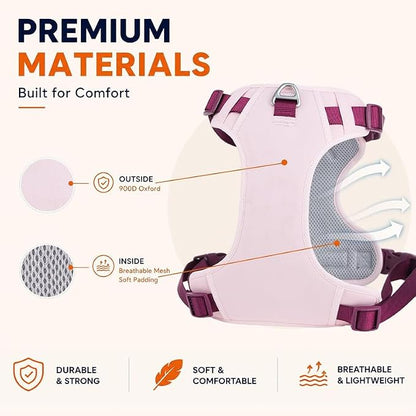 Dog Harness and Leash Set with Collar, No Pull Reflective Pet Vest Harness with Control Handle for Medium Large Dogs Walking and Training