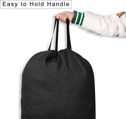 Cotton Canvas Laundry Bag with Handles & Drawstring Straps, Heavy Duty Extra